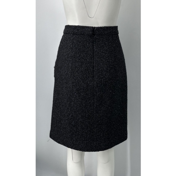 Chanel Fall 2015 Collection Black/Navy Tweed Knit A-Line Skirt w/ Pockets sz 44 - Picture 3 of 5